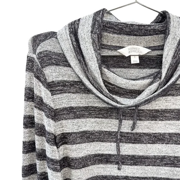 MARKET & SPRUCE Granita Cowl Neck Stripe Sweater Dress • Small • gray - Picture 2 of 6